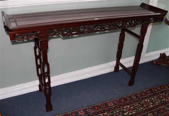 A Chinese padouk wood altar table, W.156cm